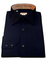Dark Blue Twill Shirt French Collar Vm133