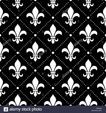 French Damask Background Fleur De Lis Black Pattern Stock Vector