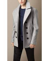 Burberry Wool Cashmere Pea Coat In Grey