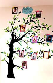 green chart paper picture wall tree