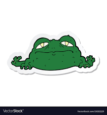 Sticker of a cartoon ugly frog Royalty Free Vector Image