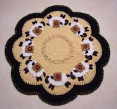 primitive penny sheep candle mat penny