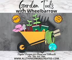 Garden Tools With Wheelbarrow Free Svg
