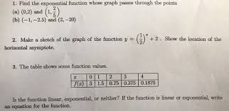 solved 1 find the exponential function
