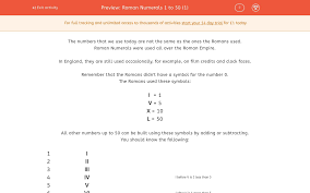 Roman Numerals 1 To 50 1 Worksheet Edplace