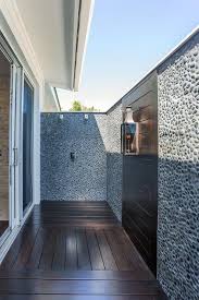 Patio With River Rock Privacy Wall