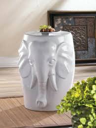 White Ceramic Elephant Decorative Stool