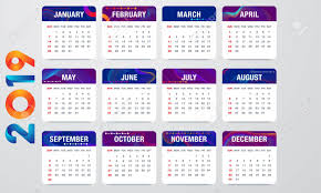 Simple 2019 Year Vector Calendar 2019 Calendar Vertical Week