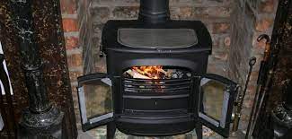 A Wood Burning Stove In A Basement