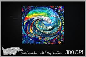 Sparkling Ocean Waves Stained Glass