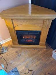 Solid Oak Corner Fireplace Heater