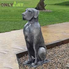 Bronze Large Great Dane Dog Statue For