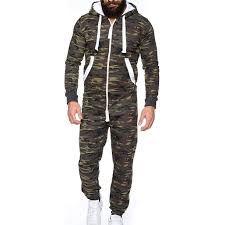 Us 24 54 35 Off Casual Mens Jumpsuits Autumn Mens Camo Hoodies One Piece Suit Long Overalls Pocket Bibs Pants Rompers Male Hooded Sportswear In