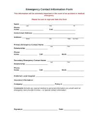 Template Emergency Information Card Template For Contact Employee