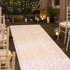 scroll silver white wedding aisle