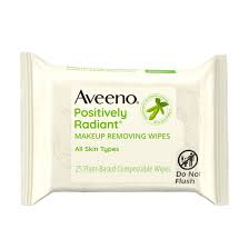 aveeno positively radiant makeup removing wipes cleanse 25 wipes