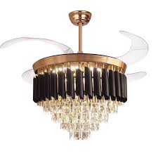 Modern Golden Crystal Ceiling Fan Light