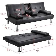 Black Convertible Sofa Bed With Armrest
