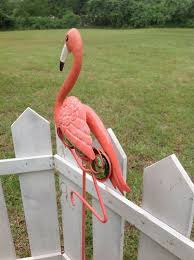 C Flamingo Garden Stake Metal Bird