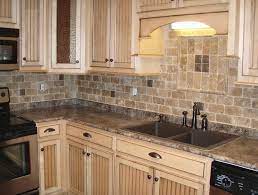 This decorative is made from travertine. Tumbled Stone Backsplash Tiles Patterned Kitchen Tiles Kitchen Design Off White Kitchen Cabinets