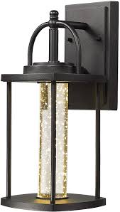 Zeyu Outdoor Led Wall Lantern Sconce 10w Exterior Wall Mount Led Light Fixture In Black Finish With Bubble Glass 0407 Wd