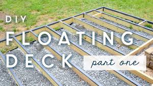 Here is how i built a deck in my backyard.it's a floating deck, which means it simply rests on blocks at ground level, and is not anchored deeply in the ground. Diy Floating Deck Part One Frame Moisture Barriers Youtube