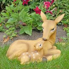 Doe Fawn Sculpture Resin Deer Garden