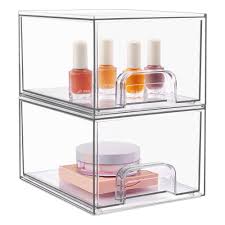 acrylic makeup organizer vtopmart 4 4 tall bathroom clear plastic storage bins set of 2 size 4 4 2 pack