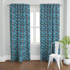 Mers Fond Bleu Curtain Panel Spoonflower