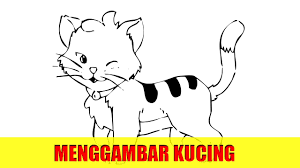 Using the crossed line from your outline as guide, draw the kitten's eyes, nose and mouth. Cara Menggambar Kucing Drawing Cat Youtube