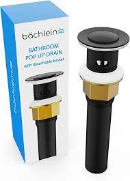Bächlein Bathroom Sink Drain with Overflow - Matt Black Pop Up Drain incl.  3 extra Seals - German Brand - - Amazon.com