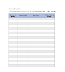 Price List Template 10 Free Word Excel Pdf Format Download