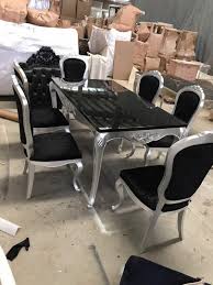 Shop with afterpay on eligible items. Luxury Italian Style Wood Dining Table Set 180cm Black Silver So Lisf Ltd