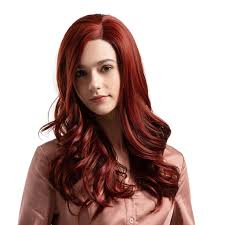 women wig red personality salon makeup