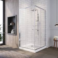 clear glass double sliding shower doors