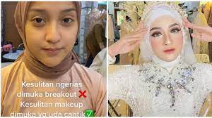 perubahan wajah wanita usai makeup