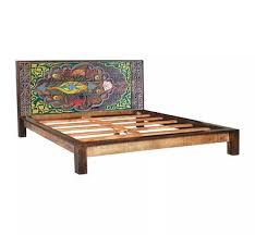 Solid Wood Bed Frame Carved Boho King