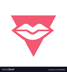 lips and triangle logo icon design