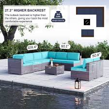 Halmuz 9 Piece Wicker Outdoor Sectional