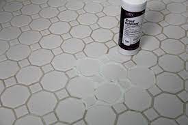 white grout on tile floors
