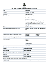 Fillable Online The Pines Surgery New Patient Application Form Fax