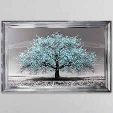 Teal Cherry Tree Framed Wall Art