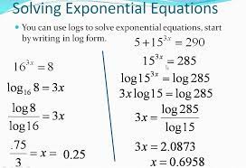 solving exponential equations using