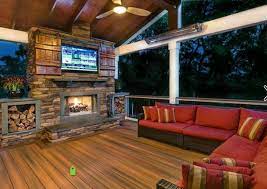 Outdoor Deck With Fireplace And Tv
