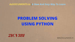 Problem Solving With Python 21cv381