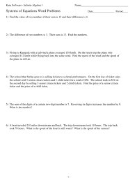 Systems Of Equations Word Problems