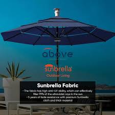 Above Height Series 11 Ft Smart Sunbrella Umbrella With Remote Control And Wind Sensor Spectrum Indigo