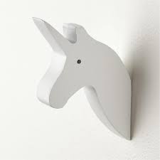 White Wood Unicorn Head Wall Hook