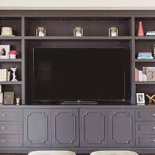 dark gray built in tv cabinets and