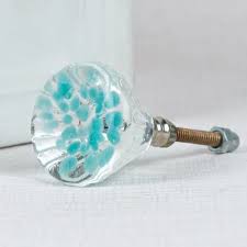 Turquoise Round Glass Cabinet Knobs
